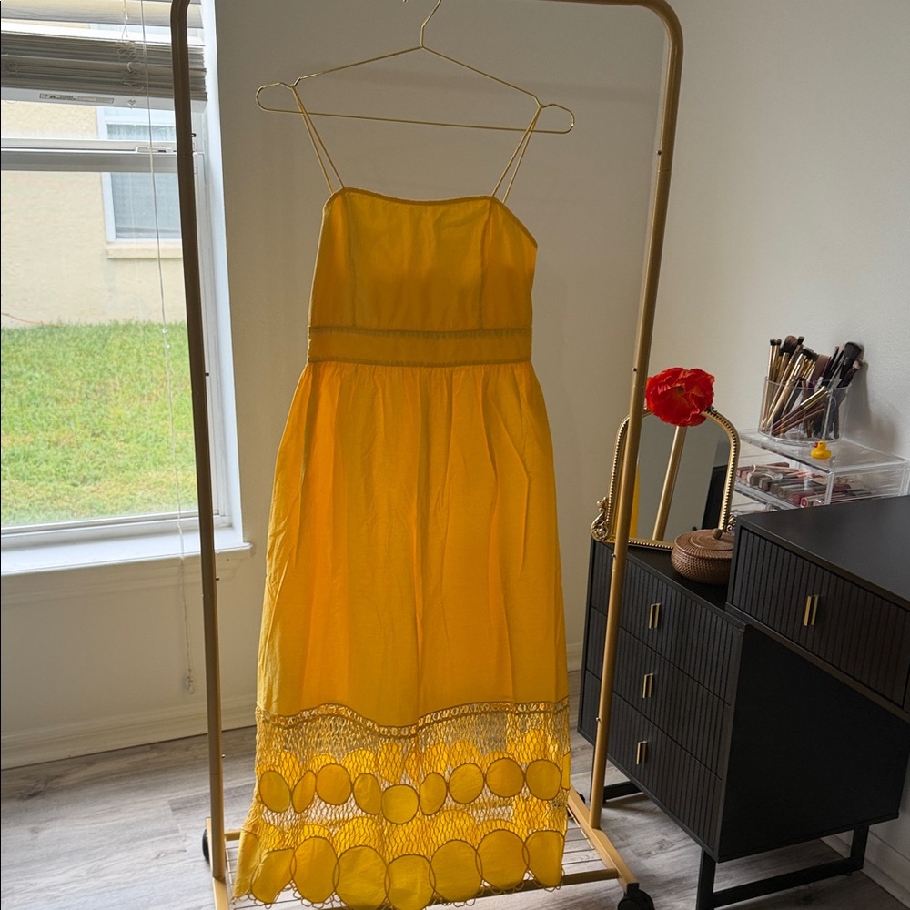 Mango Strapless Yellow Dress